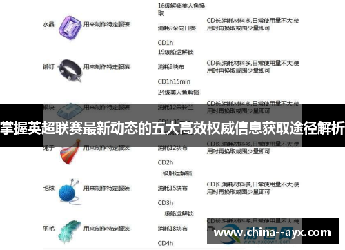 掌握英超联赛最新动态的五大高效权威信息获取途径解析 掌握英超联赛最新动态的五大高效权威信息获取途径解析